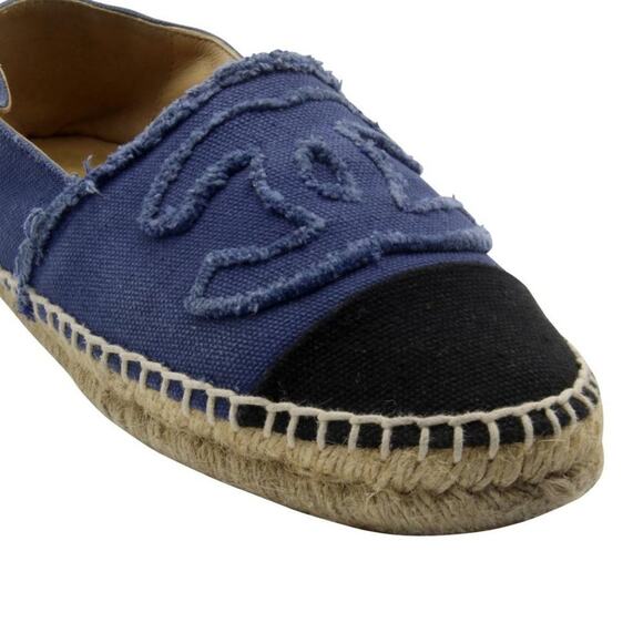 Chanel Espadrille 37 Quilted Linen CC Flats CC-1217P-0005 - Picture 7 of 10